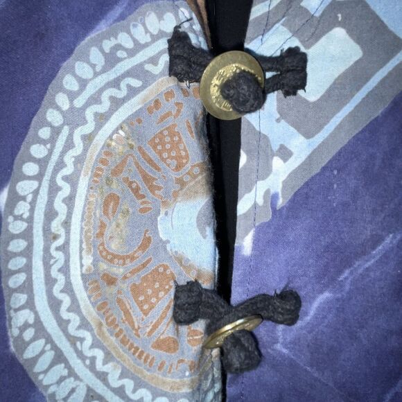 Lagenlook Batik Unbranded Reversible Mayan Sun Jacket Knot Coin Buttons Artsy - Picture 7 of 8